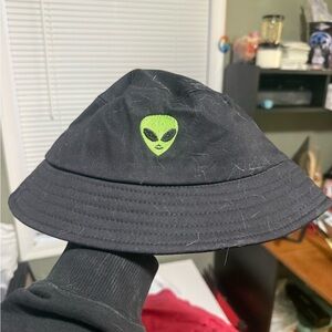 Black Alien Embroidered Bucket Hat